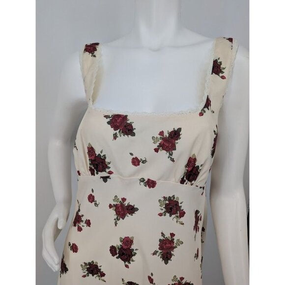 No Boundaries Slip Dress Women Size Rose Print Cottagecore Milkmaid Coquette Y2K - Picture 3 of 7